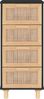 vidaXL Sideboard Schwarz 40x30x90cm Massivholz Kiefer und Natur-Rattan 345643 Bild 4