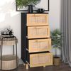 vidaXL Sideboard Schwarz 40x30x90cm Massivholz Kiefer und Natur-Rattan 345643 Bild 3