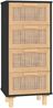vidaXL Sideboard Schwarz 40x30x90cm Massivholz Kiefer und Natur-Rattan 345643 Bild 2