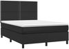 Boxspringbett mit Matratze, Nieten, Kopfteil hoch, Schwarz 140x200 cm Kunstleder Bild 3