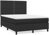 Boxspringbett mit Matratze, Nieten, Kopfteil hoch, Schwarz 140x200 cm Kunstleder Bild 2