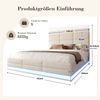 Polsterbett 140x200 cm ohne Matratze, Samt in Beige mit LED, USB-Anschlüssen, Hydrauliksystem und Stauraum Bild 5