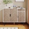 Merax Sideboard im Holzoptik mit Schubladen und 3 Türen (Wohnzimmerschrank, Highboard, Aufbewahrungsschrank mit vielseitiger Stauraum), Kommode mit höhenverstellbaren Einlegeböden, Anrichte, Breit: 90cm Bild 3