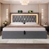 Merax Doppelbett 140 x 200cm Polsterbett mit LED-Diamantband im Kopfteil, USB & Type-C Ladestation, hydraulischem Bettkasten mit Stauraum, Samt (Ohne Matratze) Grau Bild 3