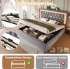 Merax Doppelbett 140 x 200cm Polsterbett mit LED-Diamantband im Kopfteil, USB & Type-C Ladestation, hydraulischem Bettkasten mit Stauraum, Samt (Ohne Matratze) Grau Bild 5