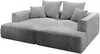Vente-unique - PINETA Sofa Samt Grau - B 180 cm x H 67 cm x L 230 cm Bild 3
