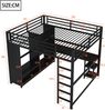 Hochbett Liegefläche 160x200 cm aus Metall in Schwarz mit LED, Schreibtisch, offenem Kleiderschrank und Ablagefächern Bild 5