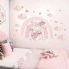 Montegoni Wandtattoo Kinder Tier Wandaufkleber Dekoration (Wandtattoo mit rosa Regenbogen Herz Wolke Kaninchen, Wanda uf kleber für süße Schlafzimmer Kinder Mädchen Zimmer), wasserdichte,abnehmbare Bild 2