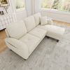 Merax 166 cm L-förmiges Ecksofa mit Chaiselongue – 3-Sitzer Sofa, Cordstoff, Kunststoffbeine, Hellbeige Bild 3