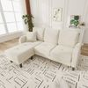 Merax 166 cm L-förmiges Ecksofa mit Chaiselongue – 3-Sitzer Sofa, Cordstoff, Kunststoffbeine, Hellbeige Bild 2