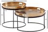 Couchtisch 2er Set Gold / Schwarz Metall Hammerschlag Satztisch Rund, Sofatisch abnehmbares Tablett, Tabletttisch Sofa 2 teilig Modern, Runder Beistelltisch Bild 4