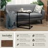 tectake 800939 Beistelltisch in C-Form aus Holz und Metall, Industriestil, Vintage Laptoptisch für Bett Sofa Couch, 55,5 x 35 x 67 cm, schwarzes Metallgestell (Dunkelbraun | Nr. 404261) Bild 2