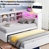 STILVORA Schlafsofa Daybett 90×200cm Jugendbett mit USB-Steckdose&Ablagefach&Ausziehbett, 90x200 cm mit ausziehbarem Bett, USB-Anschluss & LED-Beleuchtung, Regalen & Ablagefächern – Platzsparendes Design, für Schlafzimmer & Gästezimmer, ohne Matratze Bild 3