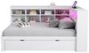 STILVORA Schlafsofa Daybett 90×200cm Jugendbett mit USB-Steckdose&Ablagefach&Ausziehbett, 90x200 cm mit ausziehbarem Bett, USB-Anschluss & LED-Beleuchtung, Regalen & Ablagefächern – Platzsparendes Design, für Schlafzimmer & Gästezimmer, ohne Matratze Bild 4