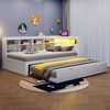 STILVORA Schlafsofa Daybett 90×200cm Jugendbett mit USB-Steckdose&Ablagefach&Ausziehbett, 90x200 cm mit ausziehbarem Bett, USB-Anschluss & LED-Beleuchtung, Regalen & Ablagefächern – Platzsparendes Design, für Schlafzimmer & Gästezimmer, ohne Matratze Bild 2