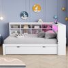 STILVORA Schlafsofa Daybett 90×200cm Jugendbett mit USB-Steckdose&Ablagefach&Ausziehbett, 90x200 cm mit ausziehbarem Bett, USB-Anschluss & LED-Beleuchtung, Regalen & Ablagefächern – Platzsparendes Design, für Schlafzimmer & Gästezimmer, ohne Matratze Bild 5