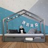 Kinderbett Hausbett 90x200 Kinderhaus Spielbett Holzbett Grau Bettkasten Bild 2