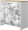 CaliCosy Aufbewahrung 2 Türen mit exotischem Motoco-Druck - L36 cm - Weiß Bild 4