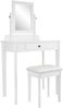 Schminktisch-Set LUND mit Spiegel und Hocker - 73x42x130cm, Holz, Weiß | Kosmetiktisch-Set Schminken Make-Up-Tisch Bild 2