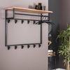Garderobe Bord aus Akazie massiv, modern industriell, Natur, mit Hutablage, 12 Haken, Stange Bild 2