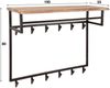 Garderobe Bord aus Akazie massiv, modern industriell, Natur, mit Hutablage, 12 Haken, Stange Bild 4