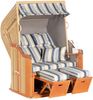 SunnySmart 'Rustikal 255 PLUS' Garten-Strandkorb mit Kissen, 2-Sitzer, beige/taupe/blau, 90 x 160 x 125 cm Bild 4