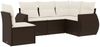 vidaXL 5-tlg. Garten-Sofagarnitur mit Kissen Braun Poly Rattan 3221372 Bild 2