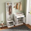 Merax Garderoben Set , Wandgarderobe, Garderobenset mit Schuhbank und schrank, 8 Haken, 4 Türen, 1 Schublade, Weiß Bild 2