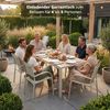 KHG Gartentisch Gartentisch Beige für 6 Personen (Esstisch aus Stahl-Gestell und Tischplatte aus Polywood in Teal-Optik, wetterfest UV-beständig, 83 x 75 x 140 cm), Wetterfest, Robust Bild 2