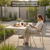 KHG Gartentisch Gartentisch Beige für 6 Personen (Esstisch aus Stahl-Gestell und Tischplatte aus Polywood in Teal-Optik, wetterfest UV-beständig, 83 x 75 x 140 cm), Wetterfest, Robust Bild 3