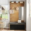 Kompaktgarderobe Schwarz-Holz mit Spiegel, Schuhschrank, Sitzbank, Haken, Kleiderstange Bild 5