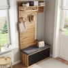 Kompaktgarderobe Schwarz-Holz mit Spiegel, Schuhschrank, Sitzbank, Haken, Kleiderstange Bild 3