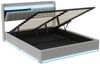 Furnishings Home Polsterbett Doppelbett Gepolstertes Stauraumbett mit LED-Beleuchtung, (Hydraulisch hebbarer Stauraum) Beige Samt 1 USB-Anschluss Bild 2