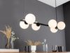 LED Pendelleuchte 6 flammig Schwarz & Opalglas Kugeln Weiß, Breite 80cm Bild 3