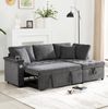 Ecksofa 209 x 130 x 84 cm mit Schlaffunktion, Stauraum & USB – L-Form Schlafsofa aus Chenille in Dunkelgrau Bild 4