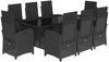 vidaXL 9-tlg. Garten-Essgruppe mit Kissen Schwarz Poly Rattan 3212253 Bild 2