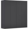 rauch Kleiderschrank Nabila, Drehtürenschrank, Garderobenschrank, 4-türig, mit 1 Kleiderstange und 5 Einlegeböden, Farbe Grau metallic, Schwarz, mit Push-to-Open Funktion, 187x194x53cm Bild 3
