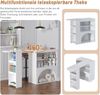 Ausziehbarer Bartisch mit Haustierbereich, Multifunktionaler Esstisch,Flexibles Ausziehsystem, Marmorierte Tischplatte in Keramik-Optik Bild 5