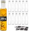 Praknu Trinkflasche 12er Set Glasflaschen 250ml Schraubverschluss Eckig - Leere Flaschen, Öl Flasche, Set Flaschen Aufbewahrung, Likörflaschen, Glasflasche Bild 2