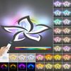 oyajia LED Deckenleuchte Deckenlampe Dimmbar mit Fernbedienung, RGB Hintergrundbeleuchtung Lamp, LED fest integriert, Kaltweiß, Naturweiß, Warmweiß, RGB Hintergrundbeleuchtung Farbwechsel, 55/90W Moderne Blumenform Deckenlampe für Wohnzimmer Schlafzimmer Bild 5