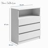 Home Collective Kommode Sideboard mit 3 Schubladen u. offenem Fach Schubladenschrank (Highboard Anrichte Schlafzimmer Wohnzimmer Flur Büro Organizer), Kommode 76 cm breit 3 Schubladen & 1 offenes Fach, weiß Bild 3