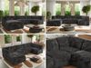 Modulares XXL-Ecksofa MODARO 5M, U-Form, Wohnlandschaft, 5-teilig, freistehend, Wohnzimmer Couch, HR-Schaumstoff - Dunkelgrau Plüsch - Links Bild 2