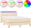 Boxspringbett mit Matratze & LED Stoff Creme 140x200 cm Bild 2