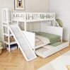 Etagenbett Mit Rutsche Und Ausziehbett Weiß 90x200 140x200 Sternen Mond Motiv Sicherheitsrutsche Stauraum Kiefer Massivholz Lattenrost Geschwisterbett Kinderzimmer Bild 2
