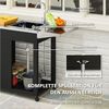 Outsunny Servierwagen mit Arbeitsfläche, Seitenblatt, Schrank, Spüle, Räder, (BBQ Grilltisch aus Edelstahl, 1 St, Grillwagen), für Garten, Terrasse, Grill 162,5 x 47 x 87cm Schwarz Bild 3