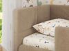 Jugendbett, Kinderbett mit Kopfteil ARVO ALTA 90x200 cm, Polsterbett mit Stauraum, hoher Schlafkomfort - Beige Plüsch - Links - VIRE LUX Bild 5