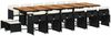 vidaXL 17-tlg. Garten-Essgruppe mit Kissen Schwarz Poly Rattan 3211191 Bild 2