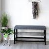 Moderne Bank DOVER grau/schwarz zwei Regalböden ca. 100cm Bild 2