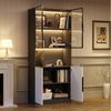 MODFU Vitrine weiße Türen mit schwarzer Dekoration (Bücherregal für Sammlerstücke, 1-St, 4 Türen(2 Glastüren) mit Glastüren,LED-Leuchten,einstellbare Farbtemperatur und Helligkeit Bild 2
