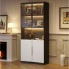 MODFU Vitrine weiße Türen mit schwarzer Dekoration (Bücherregal für Sammlerstücke, 1-St, 4 Türen(2 Glastüren) mit Glastüren,LED-Leuchten,einstellbare Farbtemperatur und Helligkeit Bild 3